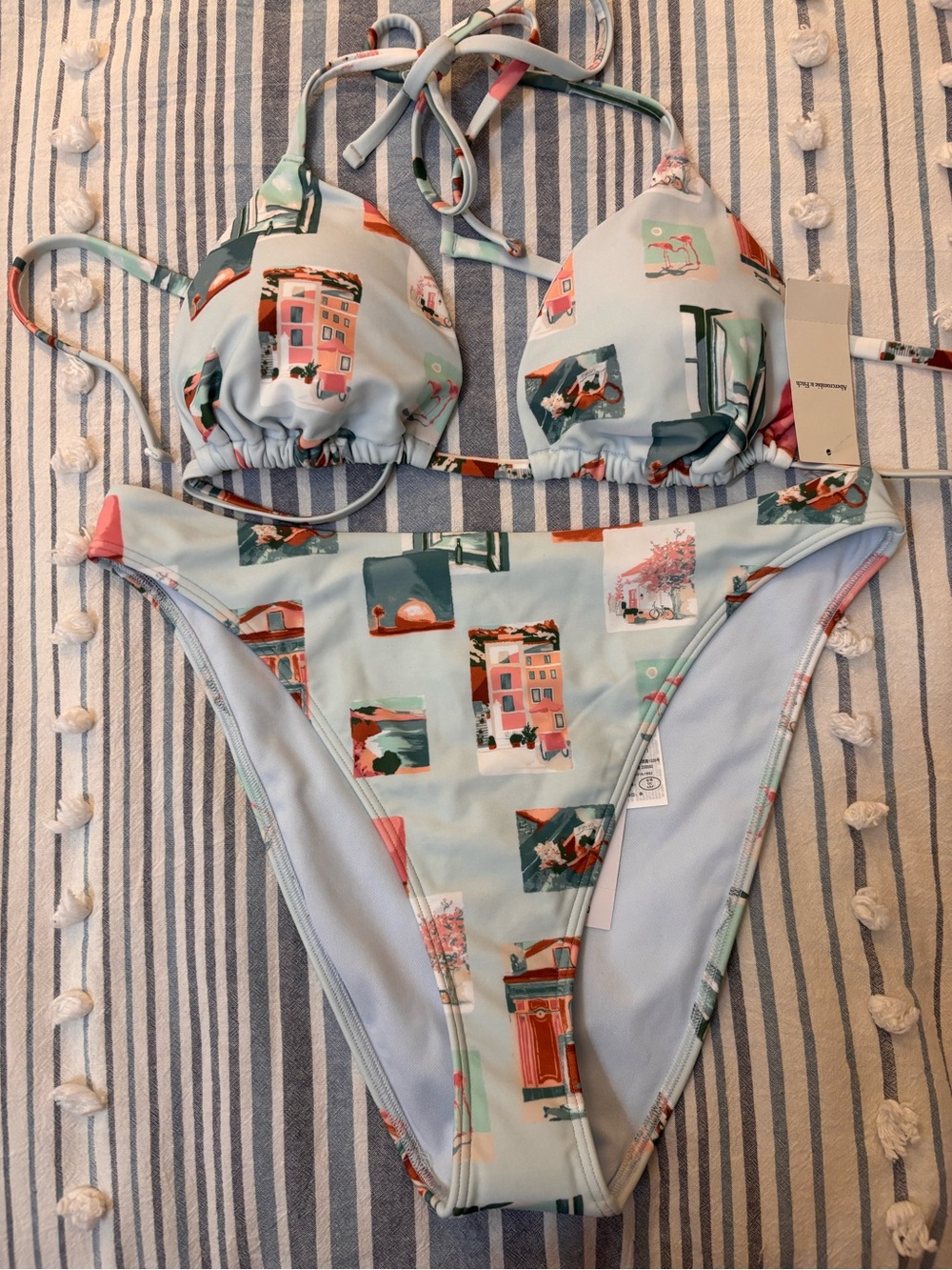 Two-Piece Light Blue Printed Bikini